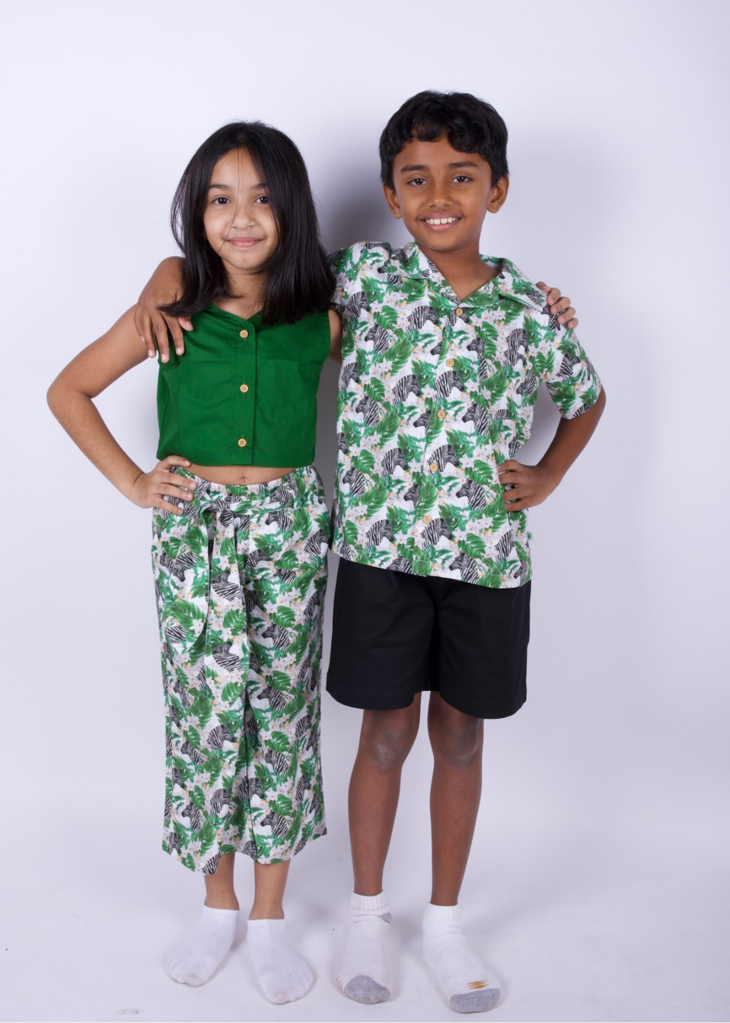 Zebra Flared Pant & Green Crop top