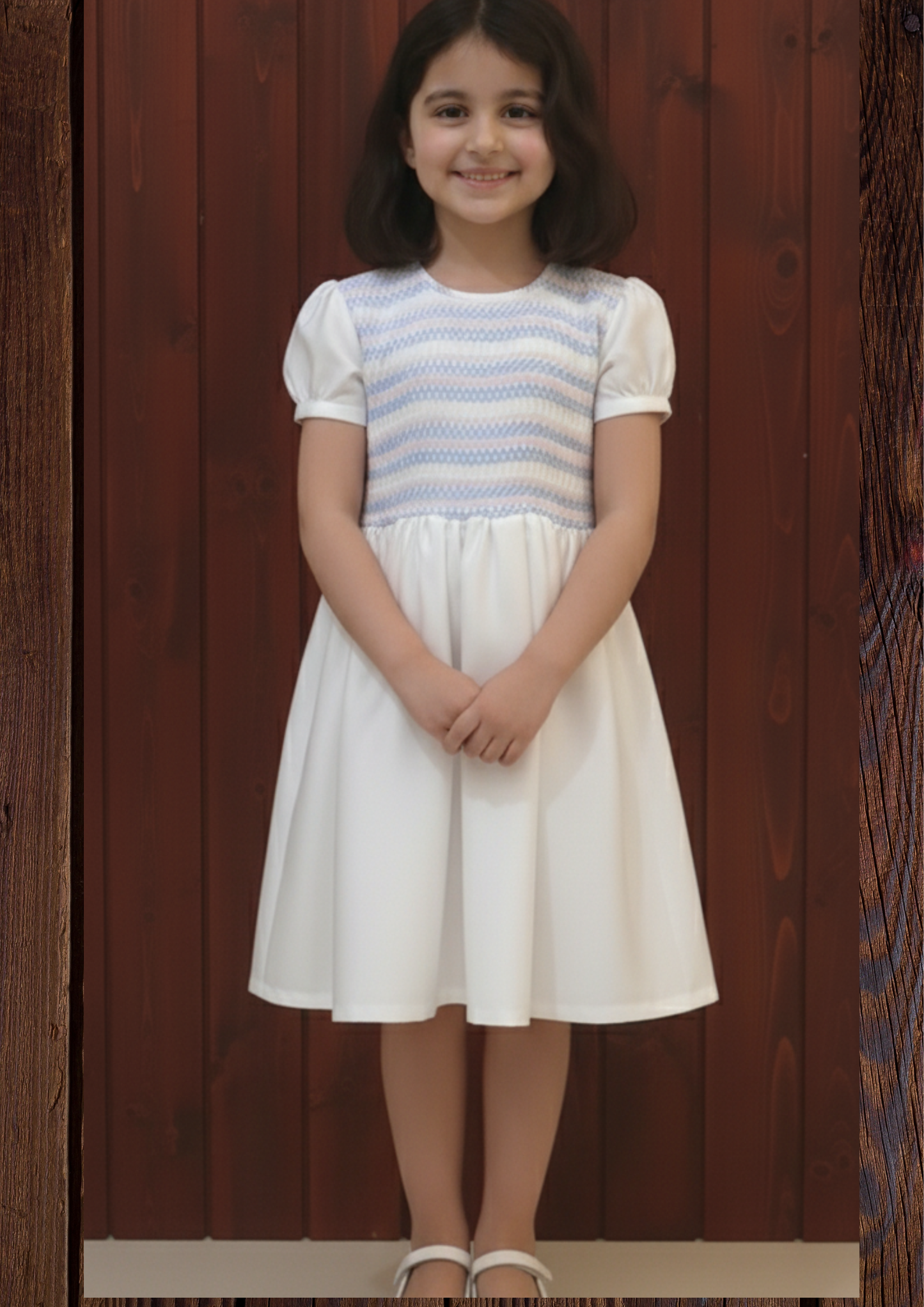 White cloud smocking frock