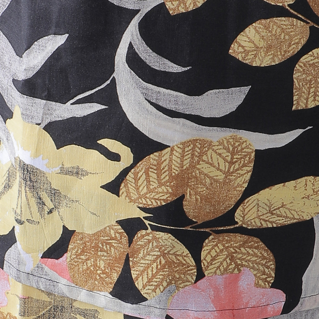 Midnight Bloom Top with khakhi shorts