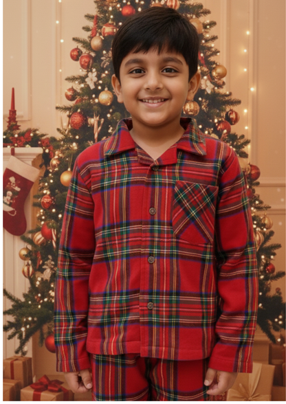 Red Plaid full sleeve smart pyjama