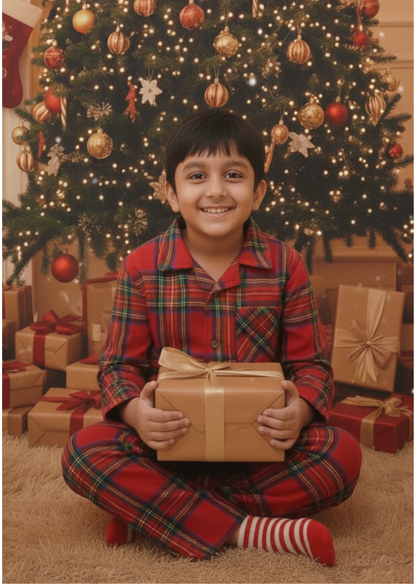 Red Plaid full sleeve smart pyjama