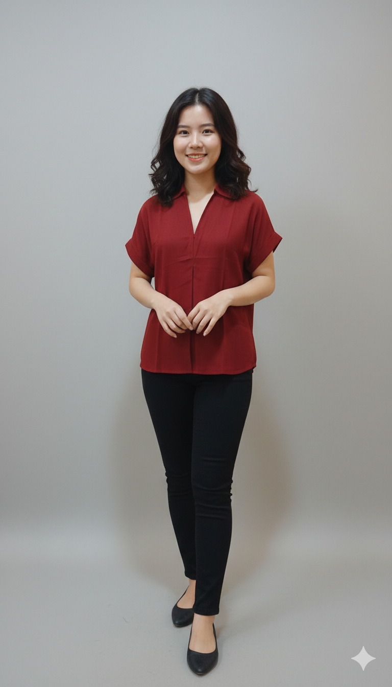 Crimson Poise Blouse