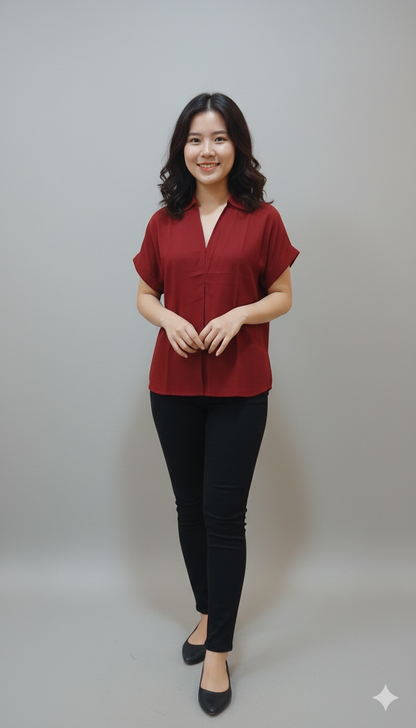 Crimson Poise Blouse