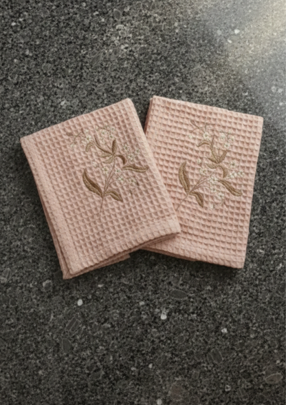 Blush Botanica Waffle Hand Towels (set of 2)