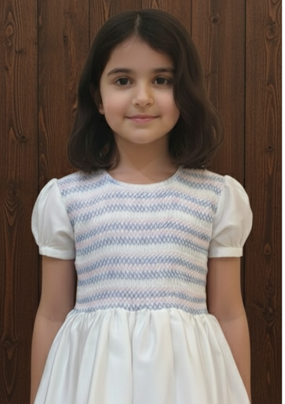 White cloud smocking frock
