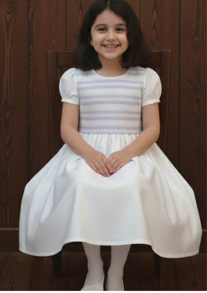 White cloud smocking frock