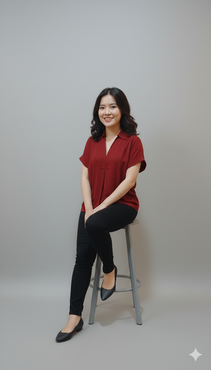 Crimson Poise Blouse